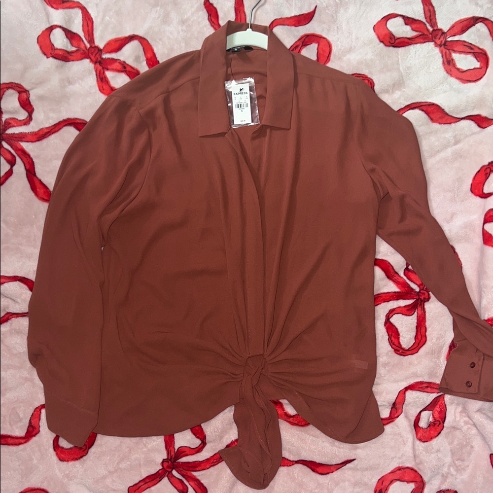 Express Terracotta Button-Down Shirt